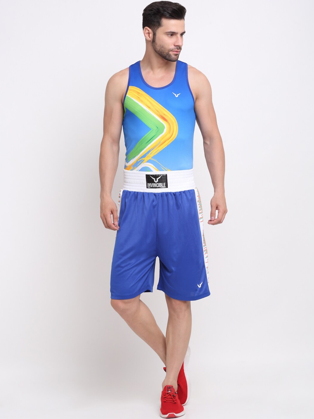 

Invincible Printed Round neck T-shirt with Mid rise Shorts Co-Ords, Blue