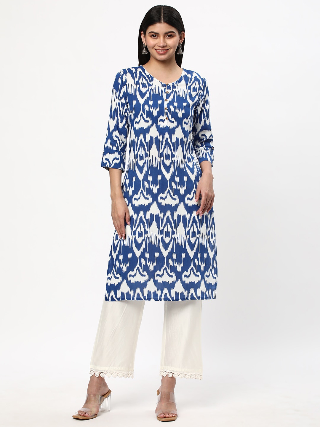 

R&B Women Dyed Thread Work Kurta, Blue