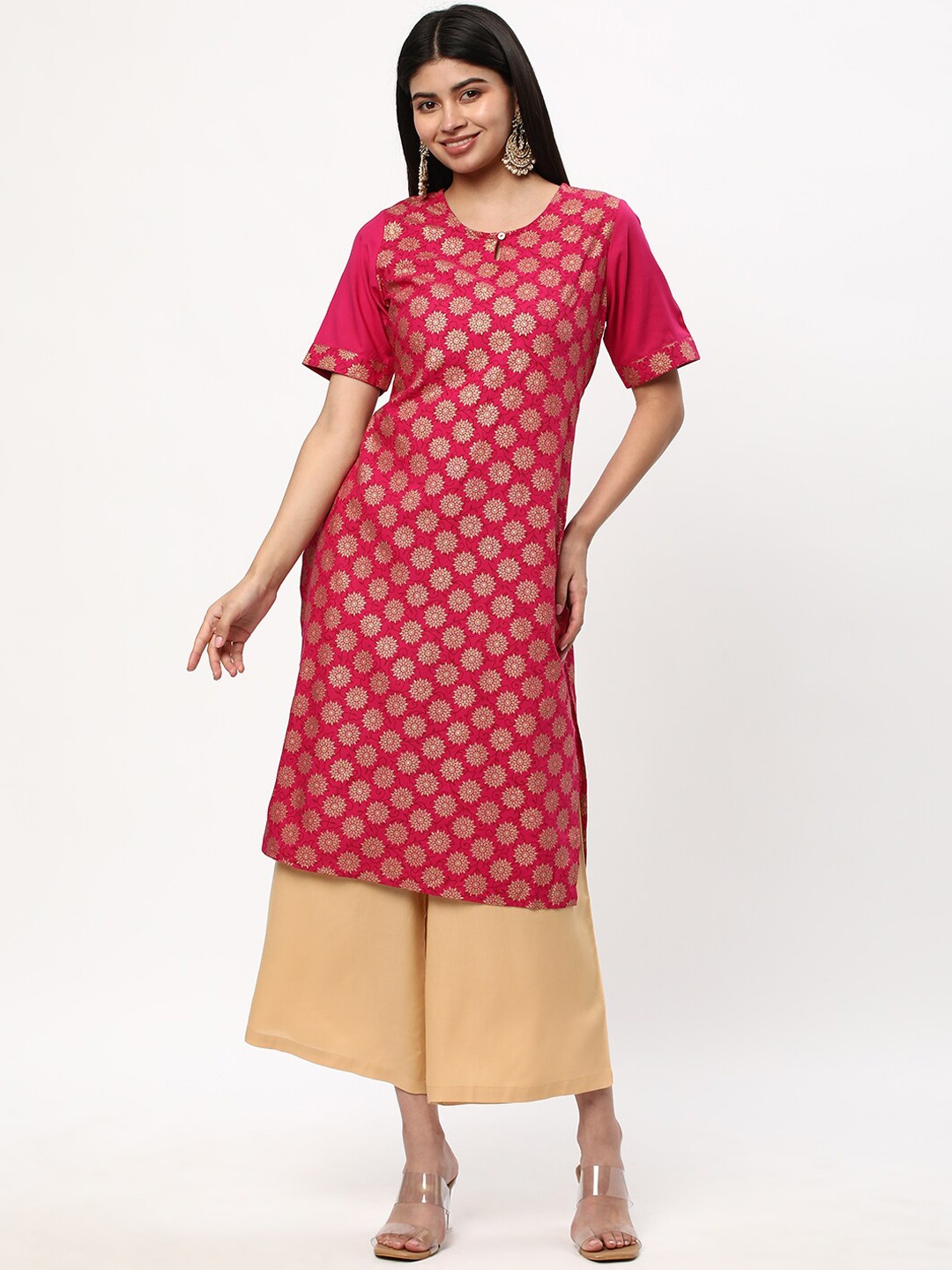 

R&B Women Ethnic Motifs Thread Work Kurta, Pink