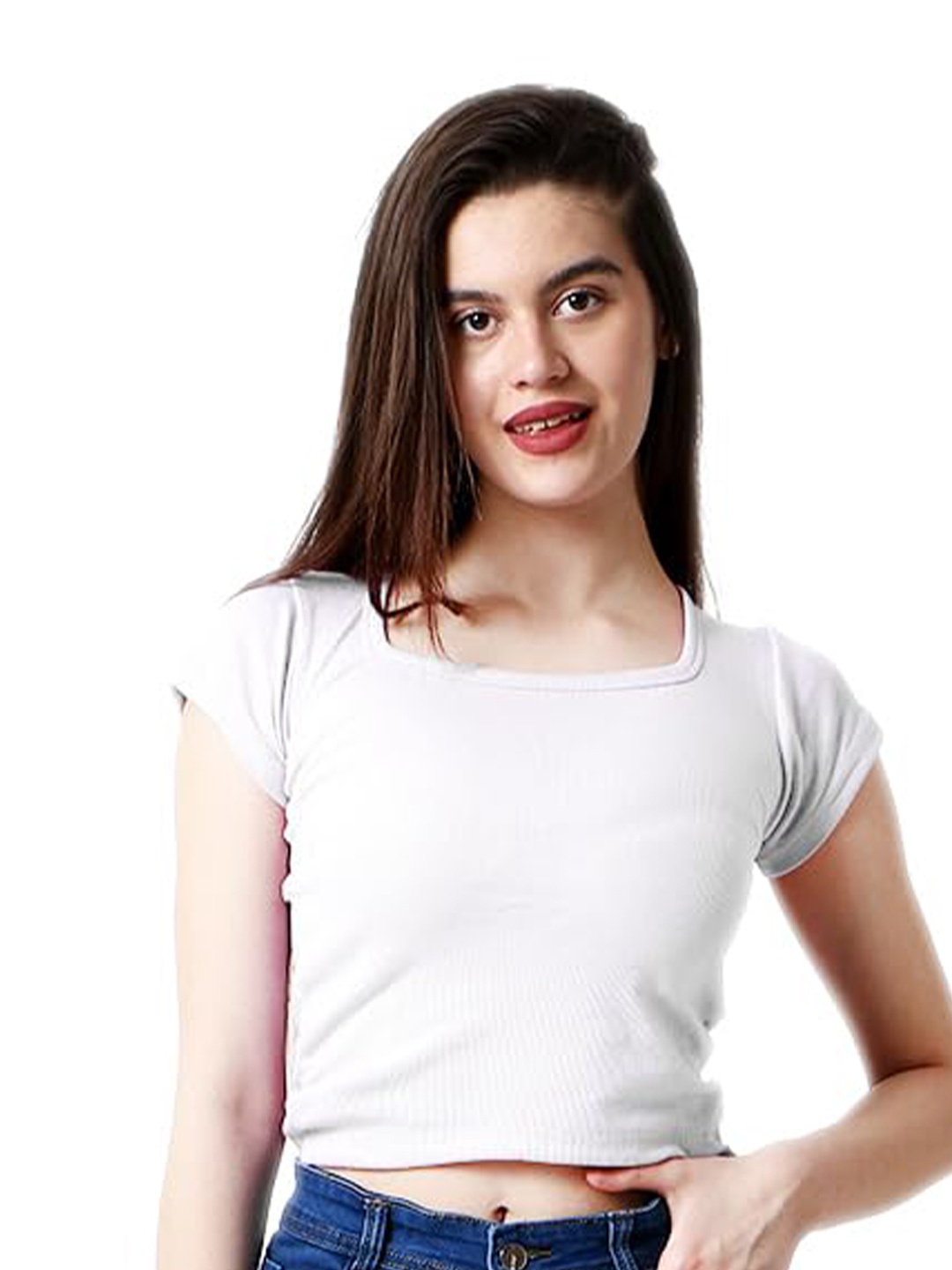 

CareDone Ribbed Fitted Cotton Top, White