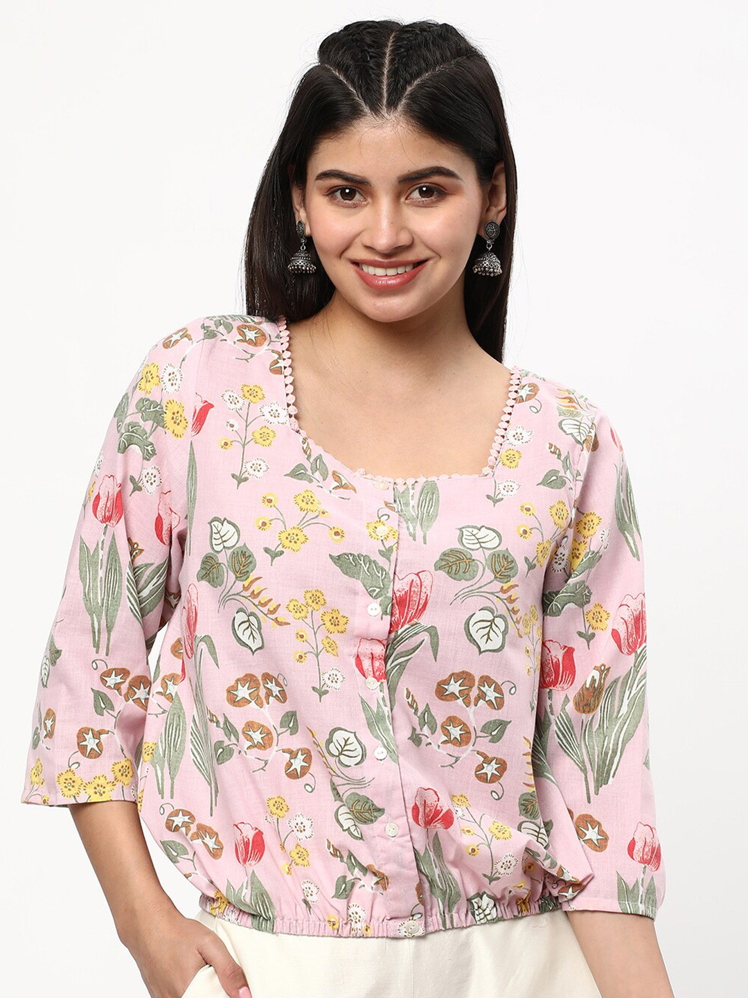 

R&B Floral Print Top, Pink