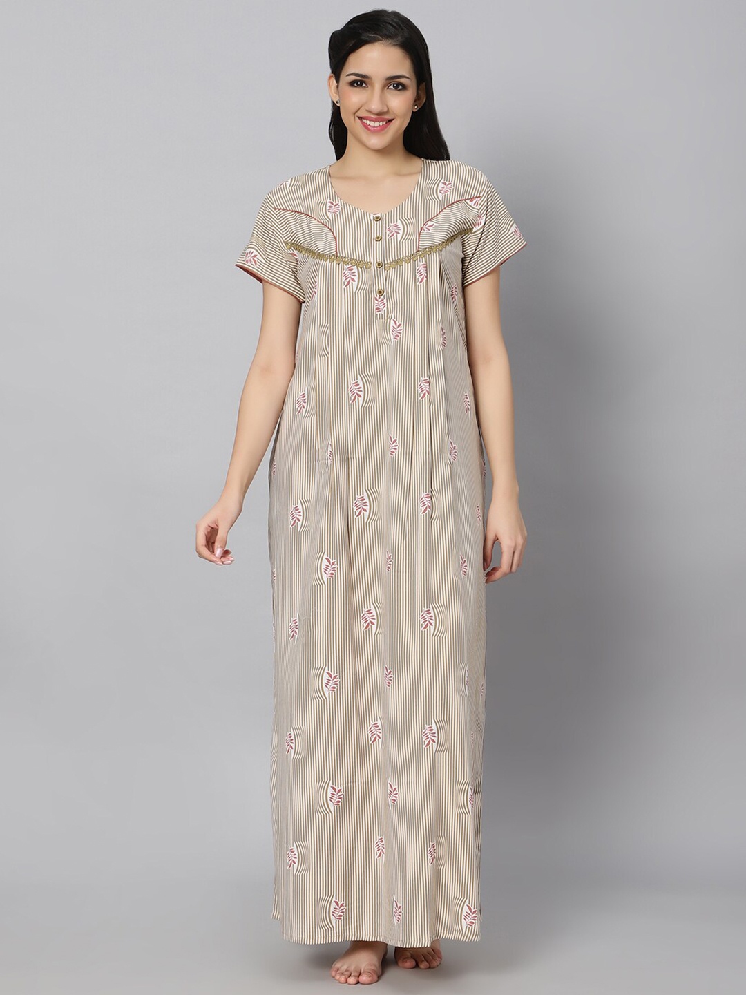 

QUIRA Printed Maxi Nightdress, Mustard
