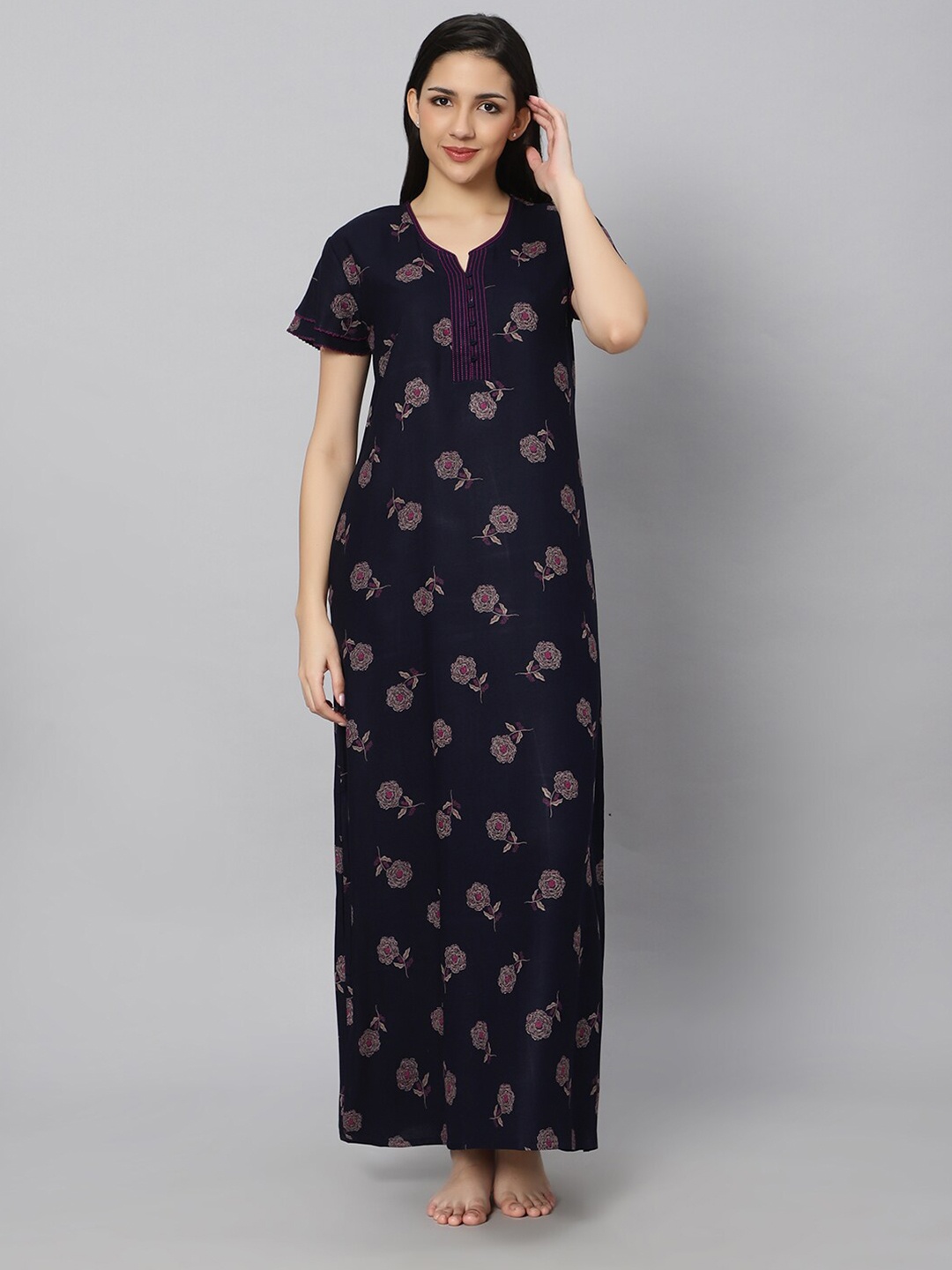 

QUIRA Printed Maxi Nightdress, Blue