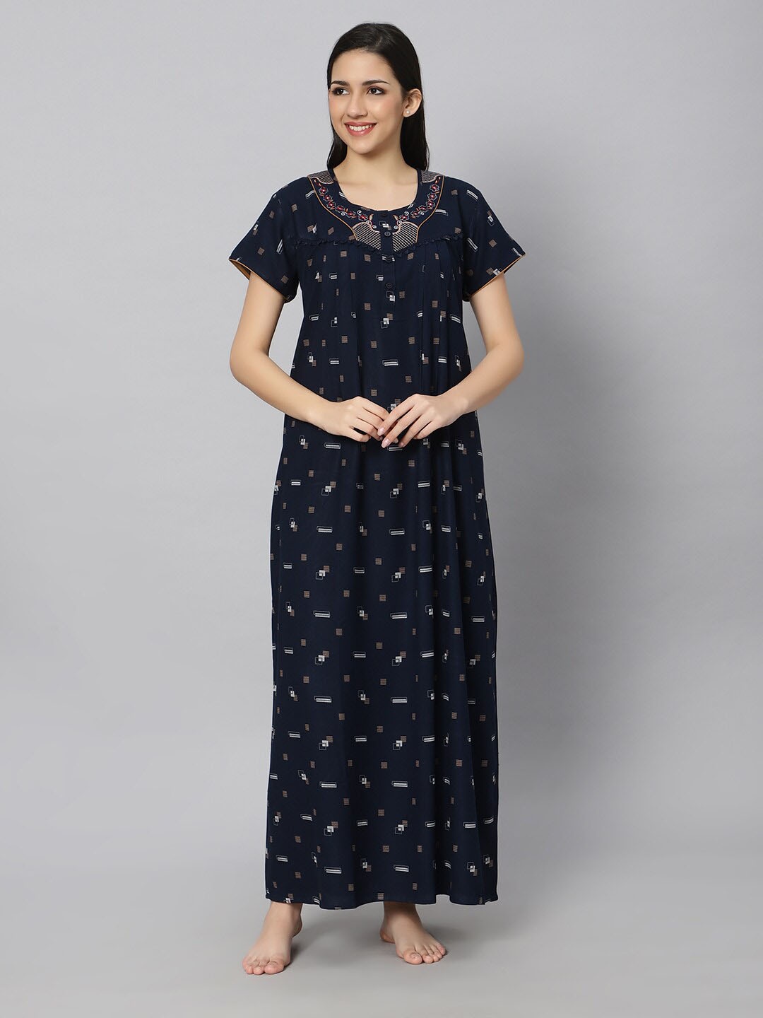 

QUIRA Printed Maxi Nightdress, Blue