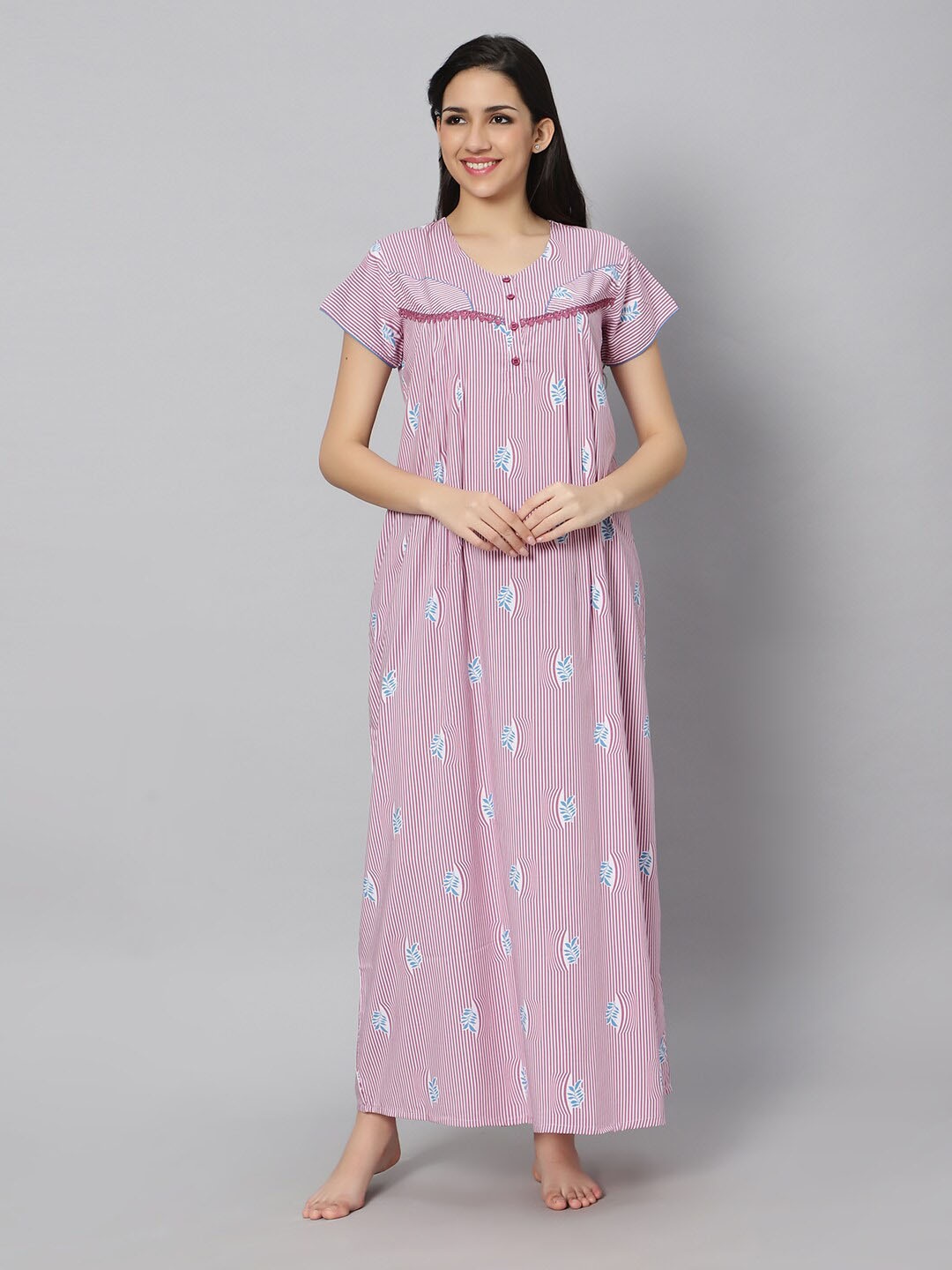 

QUIRA Printed Maxi Nightdress, Pink