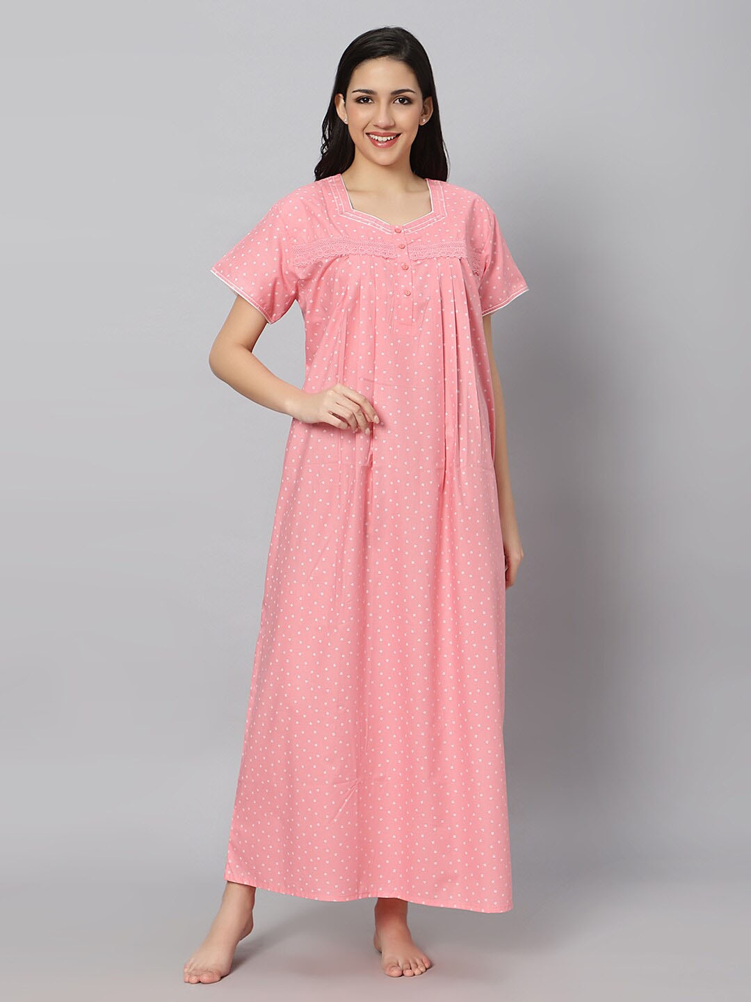 

QUIRA Printed Maxi Nightdress, Coral
