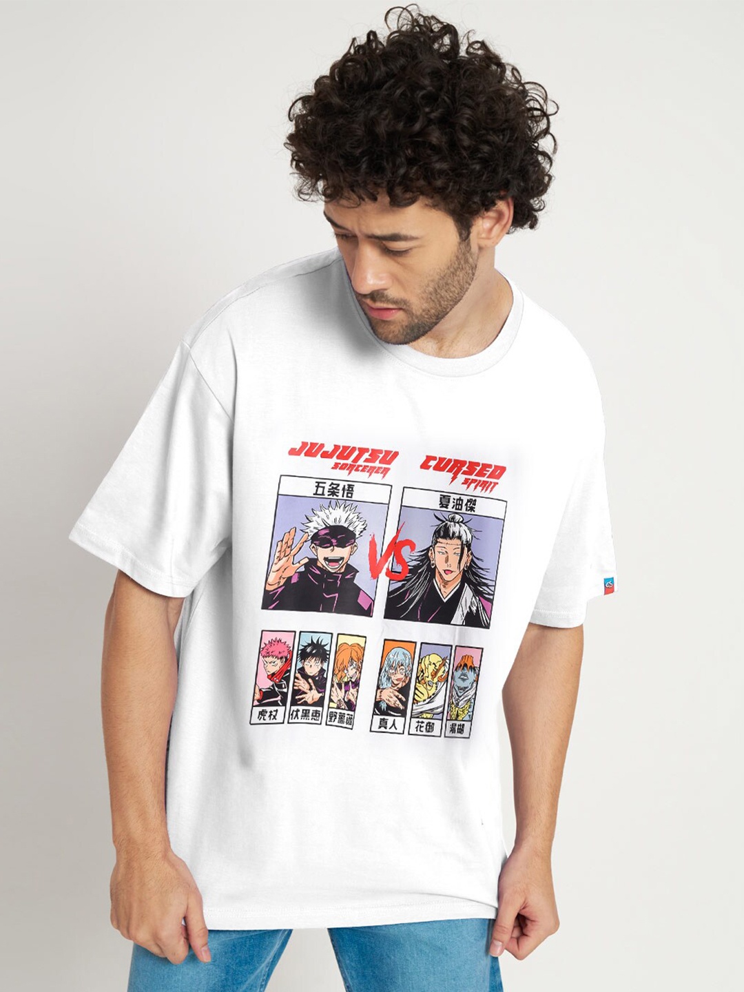 

COMICSENSE Men Anime Jujutsu Kaisen Printed Shibuya Cotton Oversized Tshirt, White