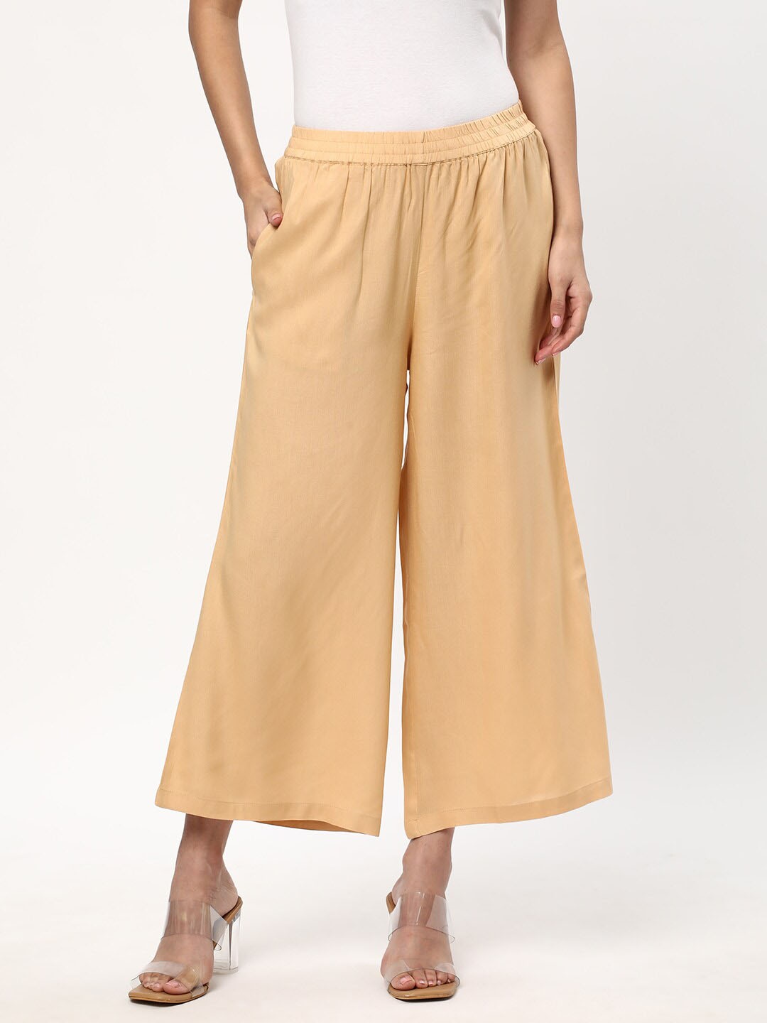 

R&B Wide Leg Ethnic Palazzos, Gold