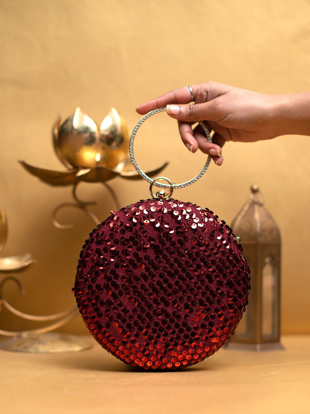 

ARTKLIM Embellished Box Clutch, Maroon