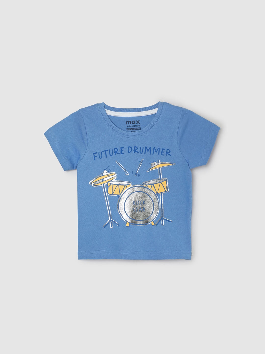 

max Boys Typography Printed T-shirt, Blue