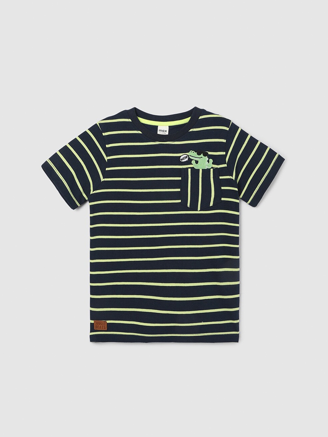 

max Boys Striped Pockets T-shirt, Navy blue