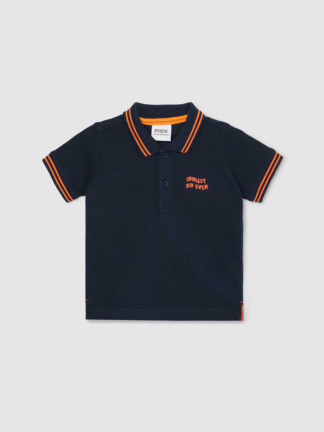 

max Boys Polo Collar Applique T-shirt, Navy blue