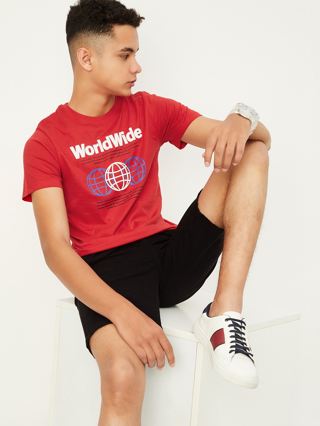 

max Boys Typography Applique T-shirt, Red