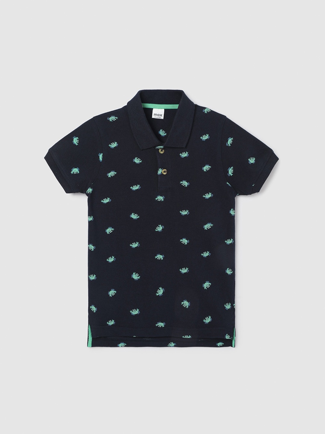 

max Boys Printed Polo Collar T-shirt, Navy blue