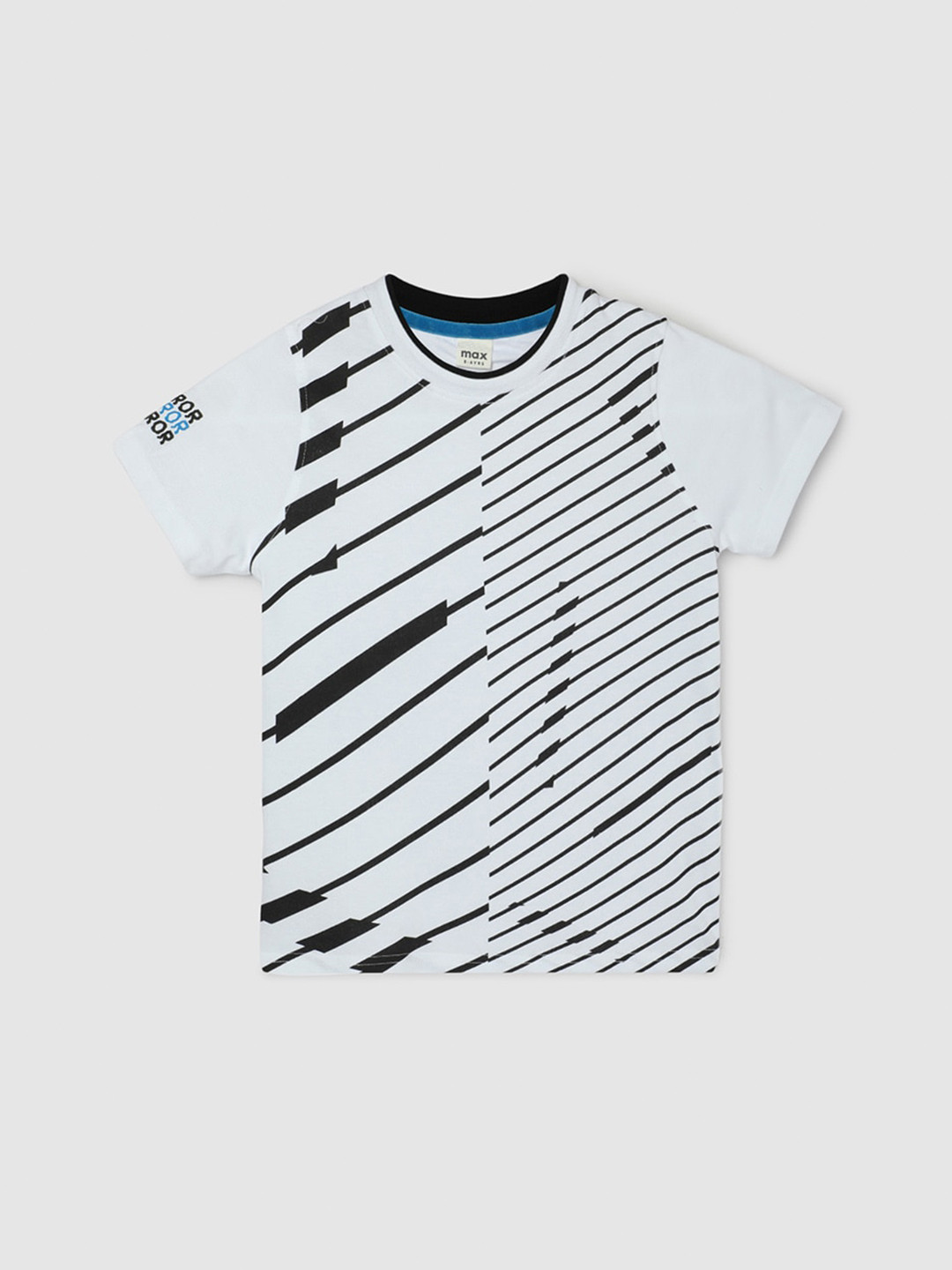 

max Boys Striped V-Neck Pockets T-shirt, White