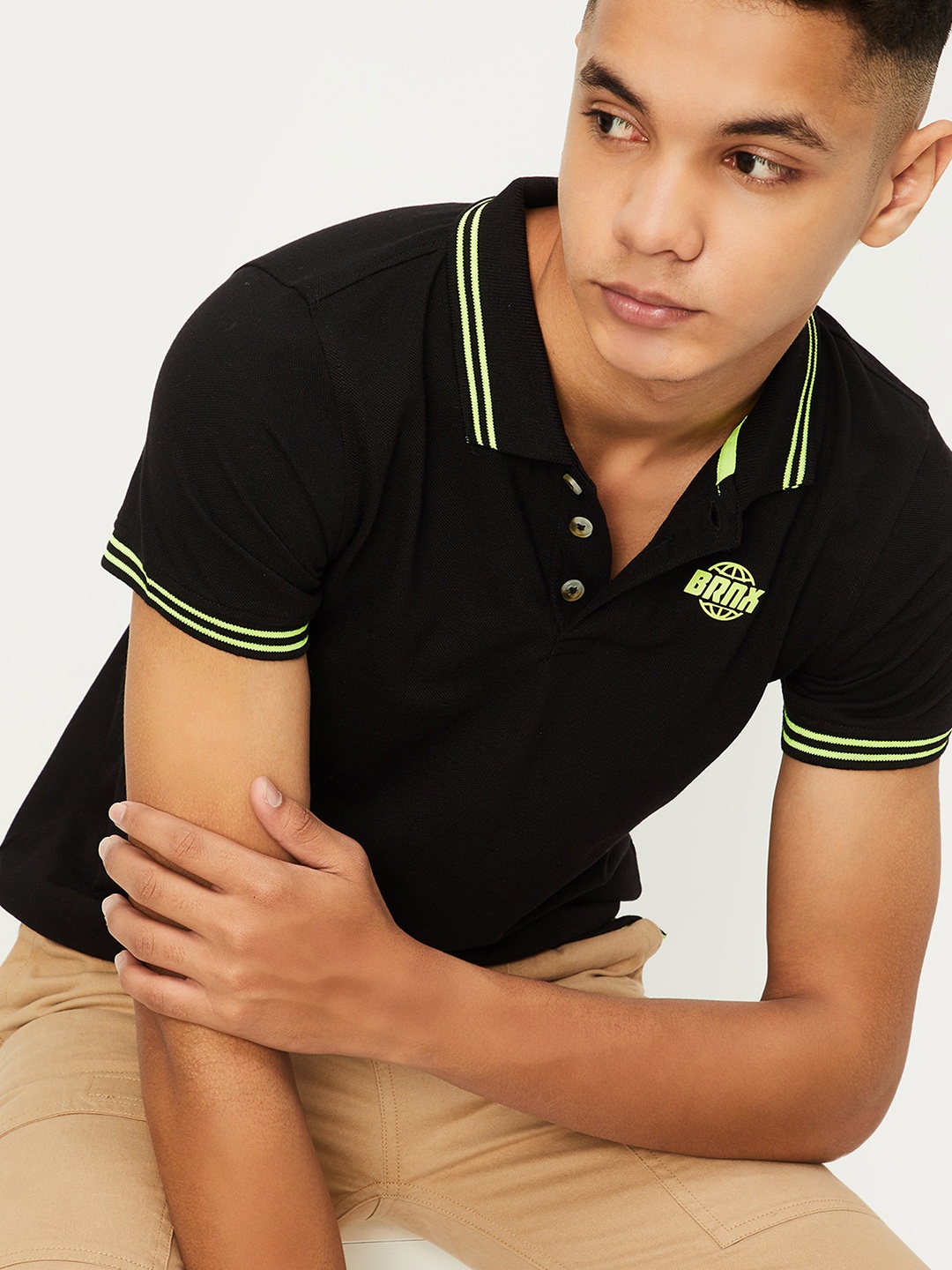 

max Boys Polo Collar Pockets T-shirt, Black