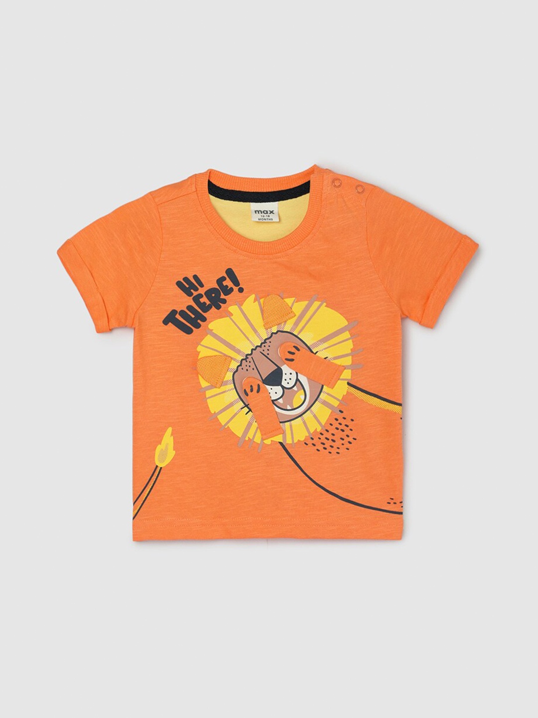 

max Boys Printed Applique T-shirt, Orange