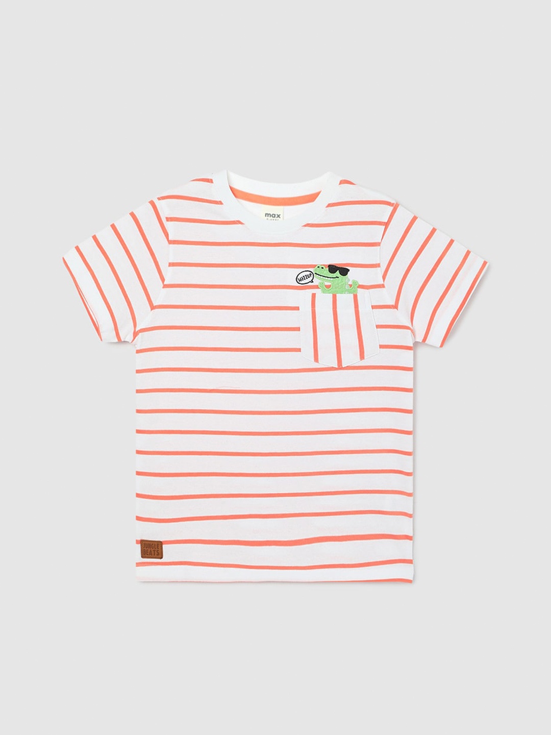 

max Boys Striped Pockets T-shirt, White
