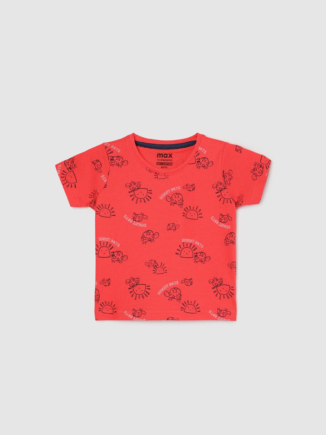 

max Boys Printed Pockets T-shirt, Red