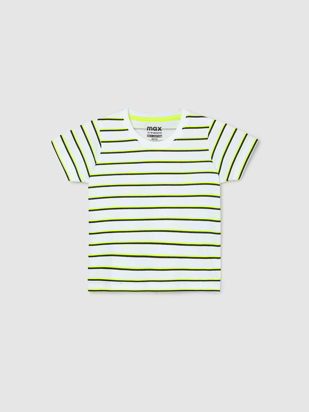 

max Boys Striped V-Neck Pockets T-shirt, Multi