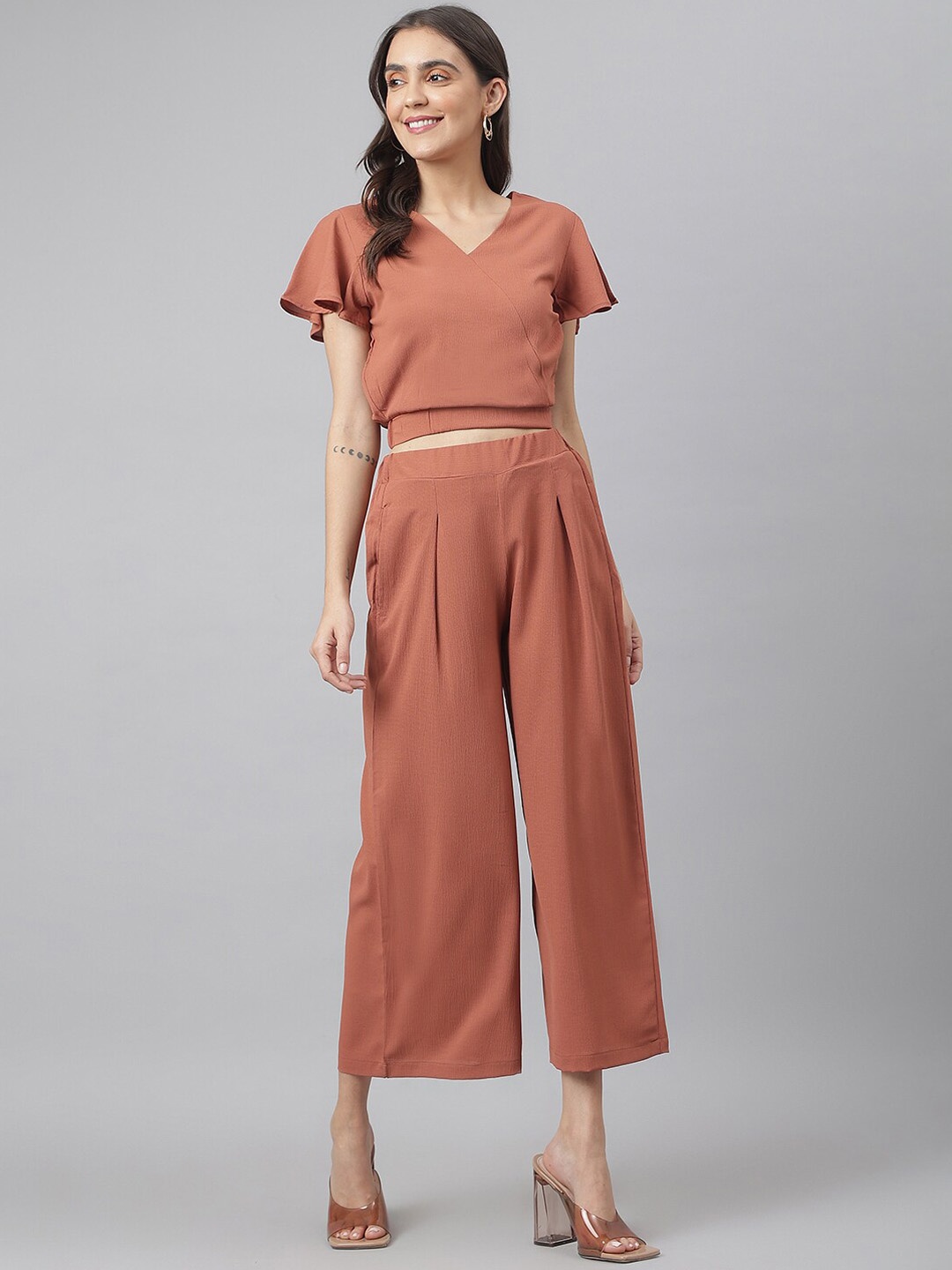 

Miss Grace V-Neck Top & Trouser, Rust