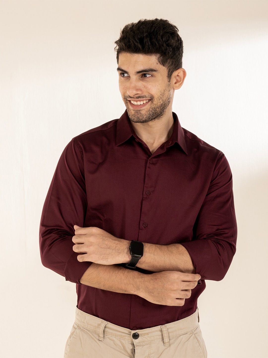 

The Bleu Label Men Classic Slim Fit Opaque Casual Shirt, Red