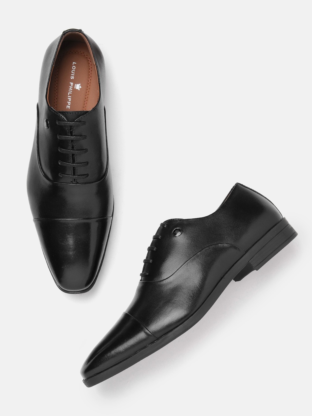 

Louis Philippe Men Leather Formal Oxfords, Black