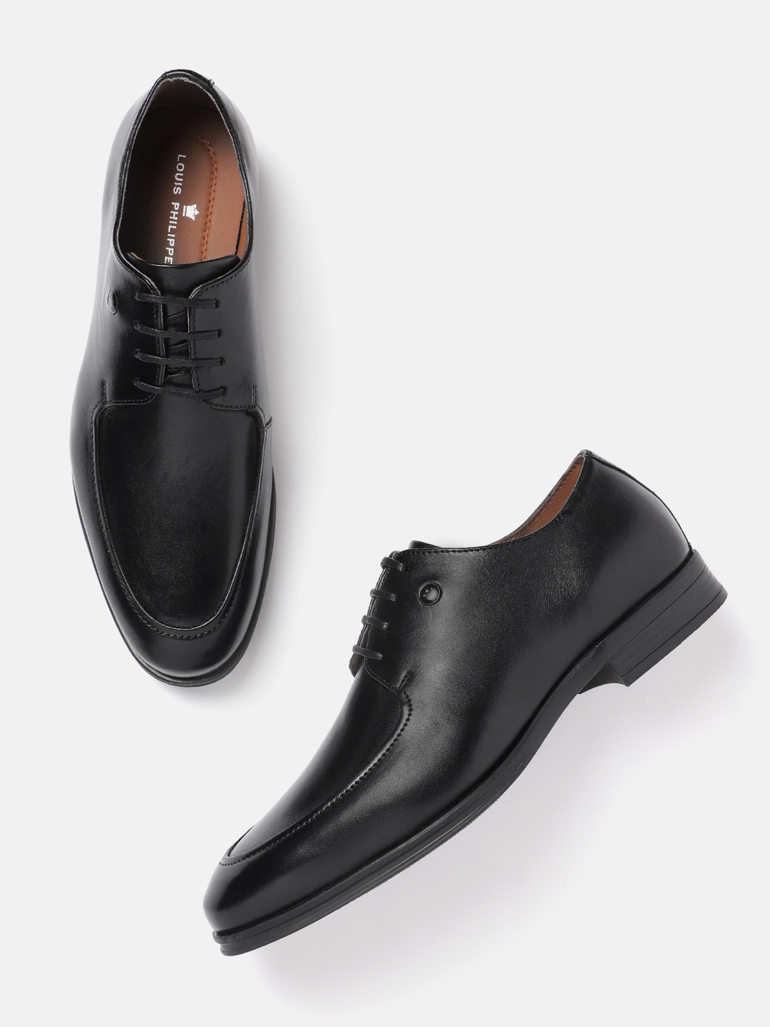 

Louis Philippe Men Leather Formal Derbys, Black