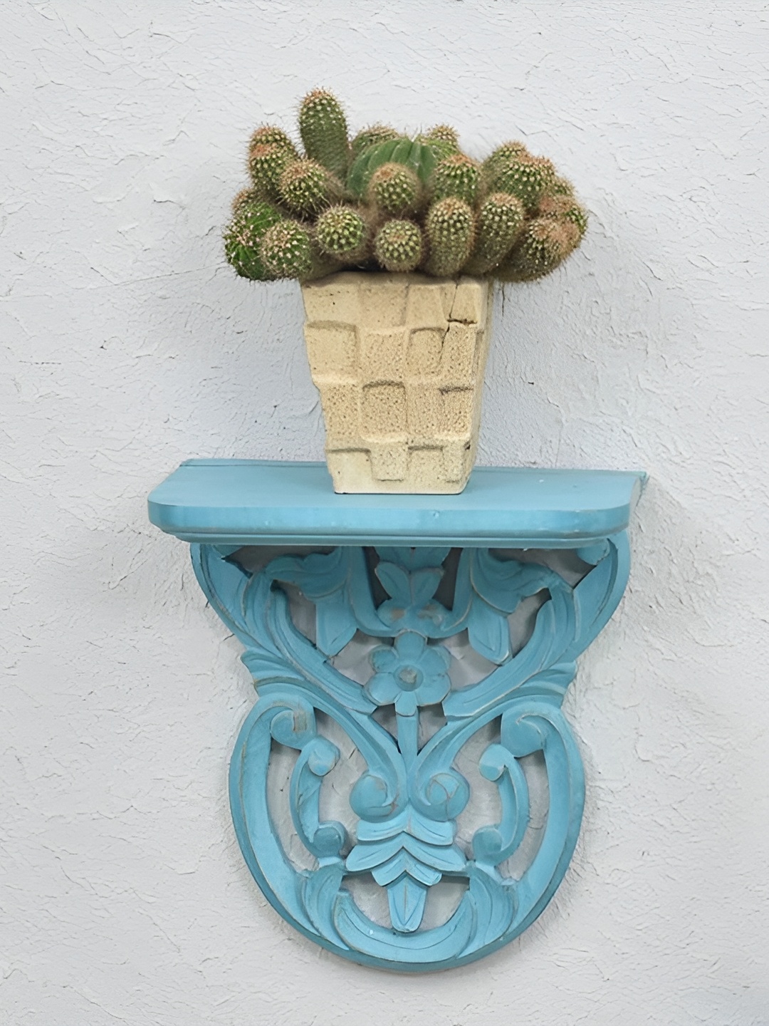 

woodenclave Blue Wooden Wall Shelve