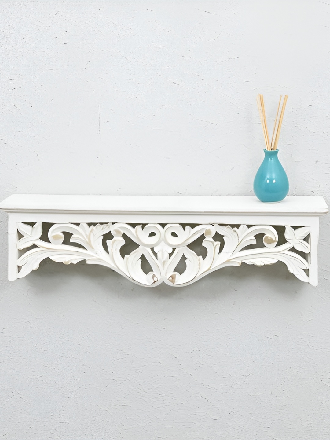 

woodenclave Wooden Wall Shelf, White