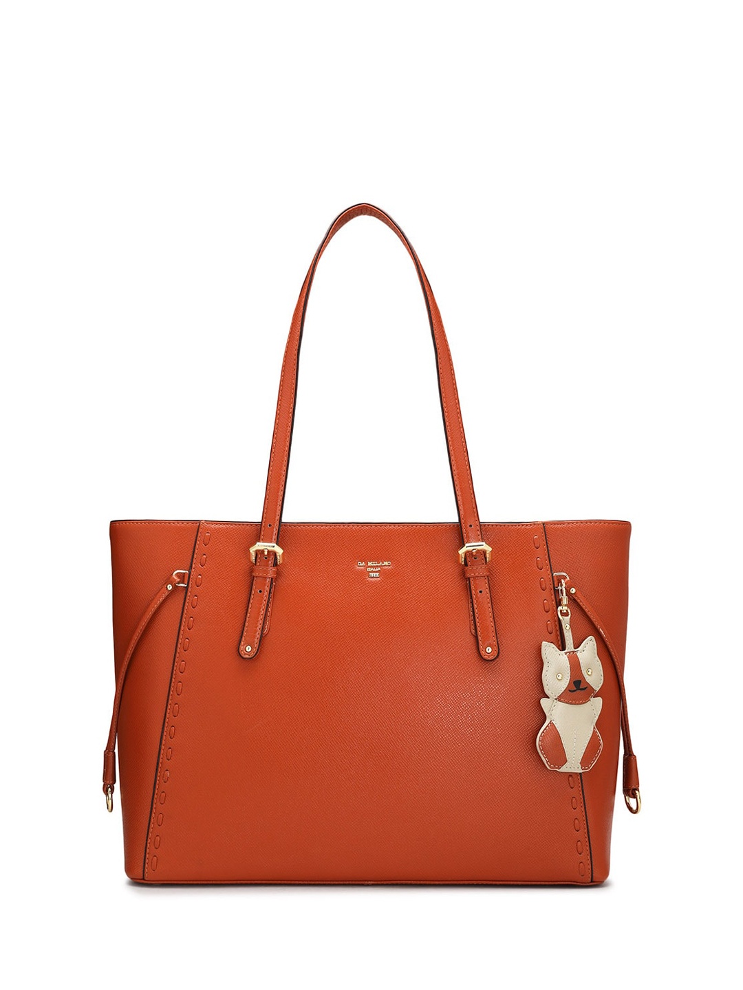

Da Milano Leather Structured Shoulder Bag, Orange