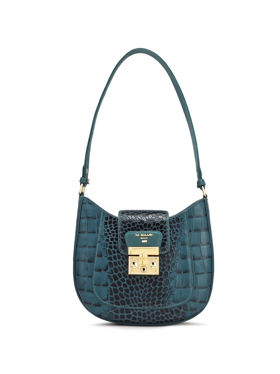 

Da Milano Textured Leather Structured Sling Bag with Tasselled, Blue