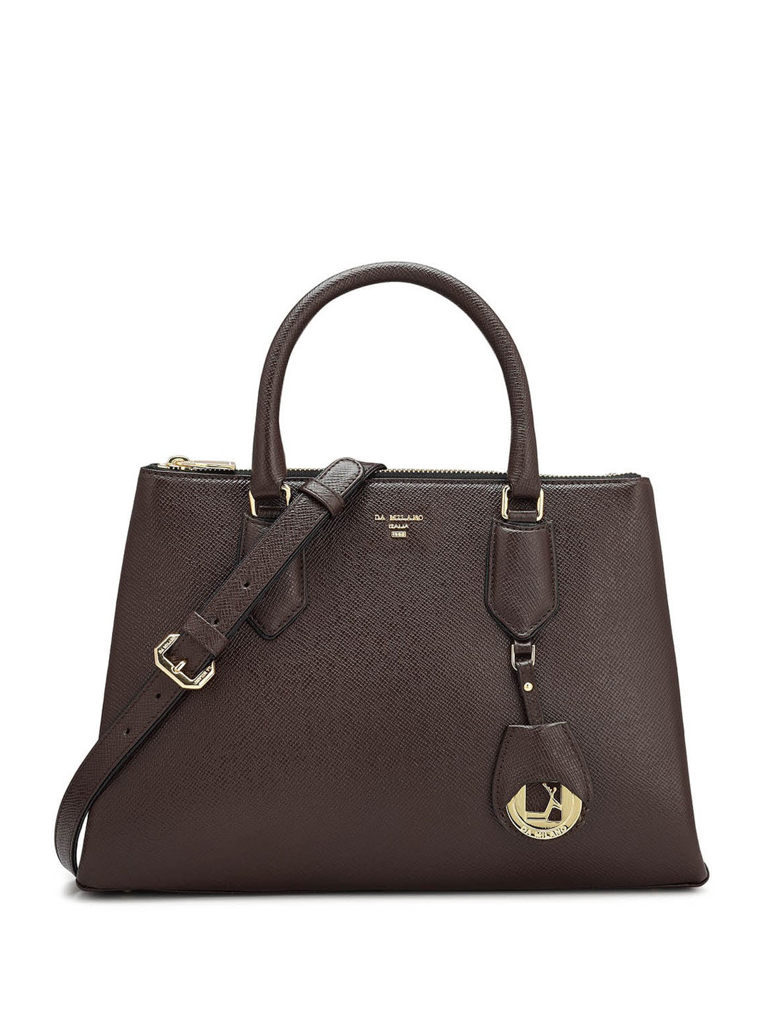 

Da Milano Leather Structured Handheld Bag, Brown