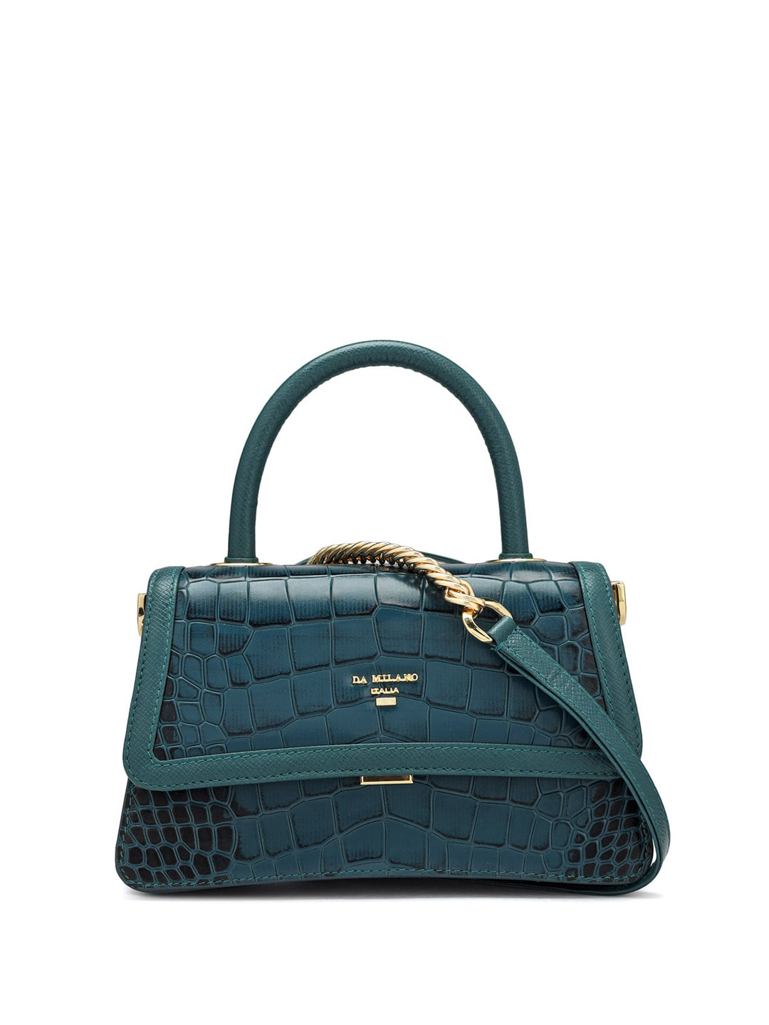 

Da Milano Leather Structured Handheld Bag with Quilted, Blue