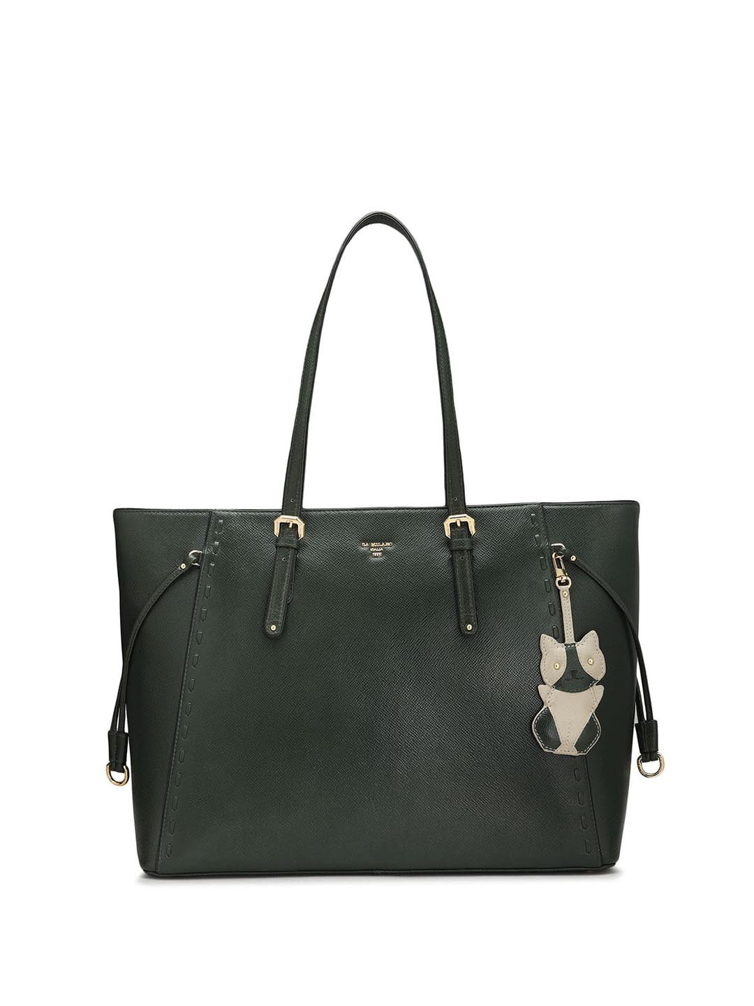 

Da Milano Textured Leather Structured Shoulder Bag, Green