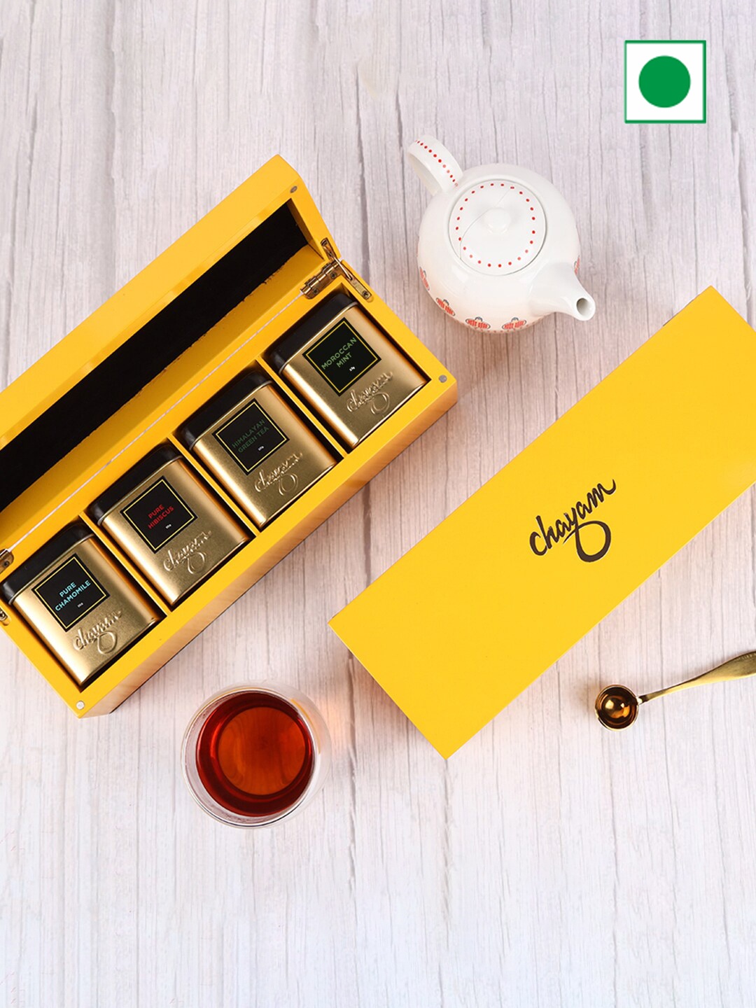 

Chayam Wooden Fine Chest Tea Gift Set, Yellow