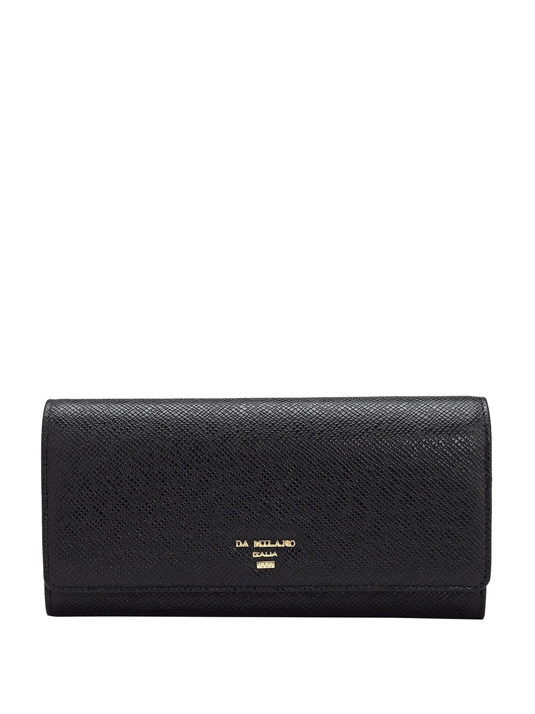 

Da Milano Men Textured Leather Two Fold Wallet, Black