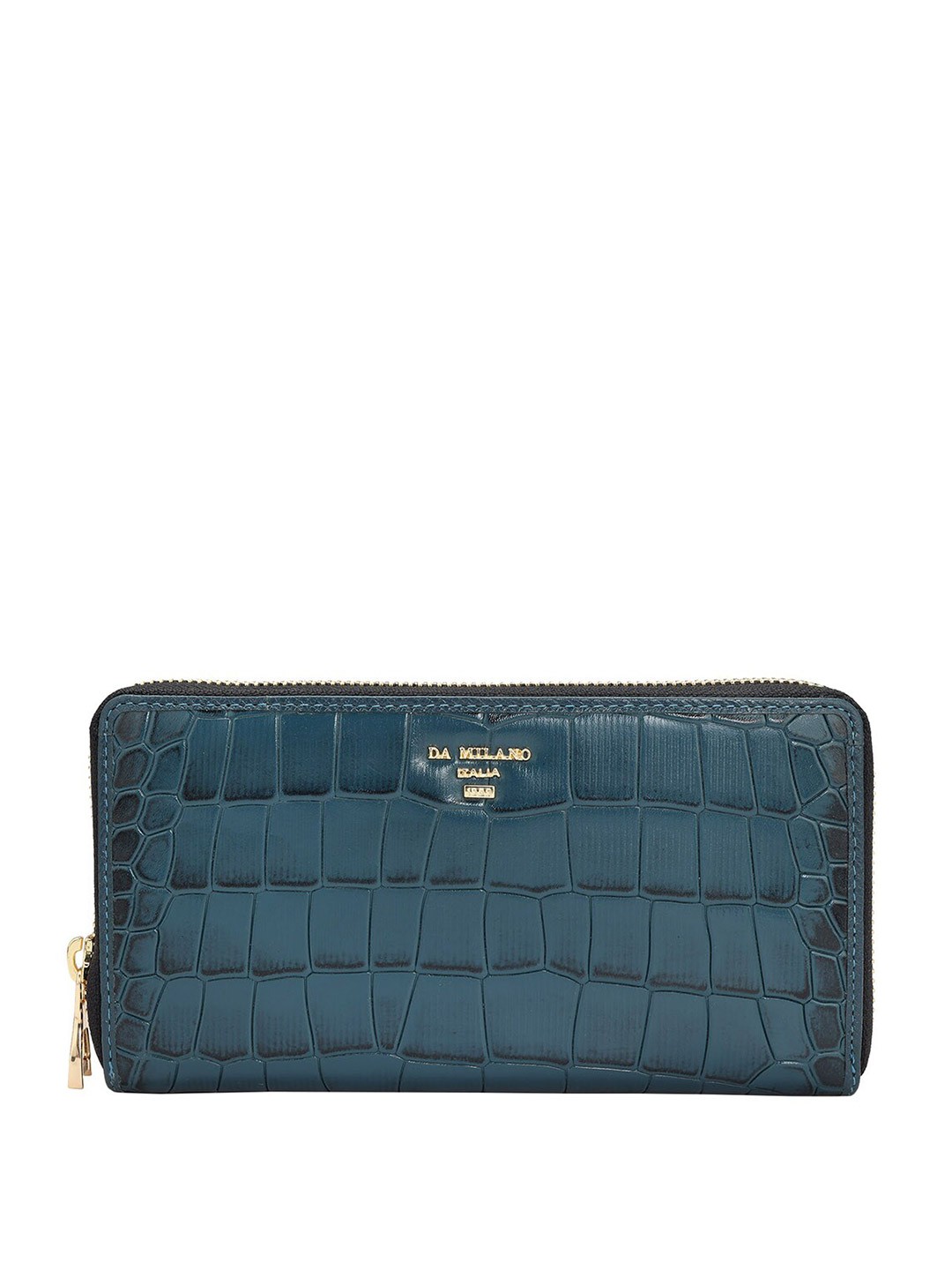 

Da Milano Men Textured Leather Zip Around Wallet, Blue