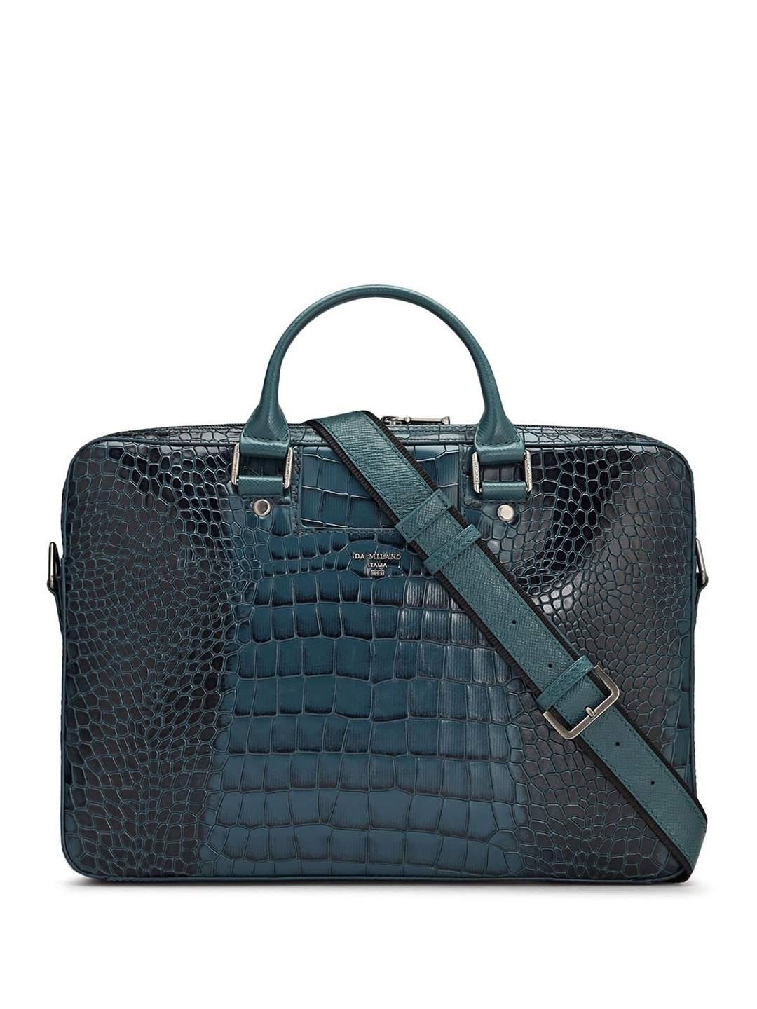 

Da Milano Unisex Textured Leather 15 Inch Laptop Bag, Blue
