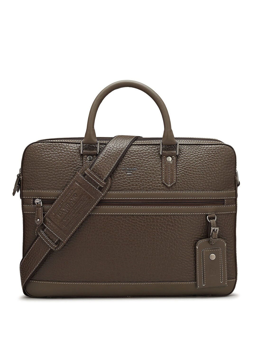 

Da Milano Unisex Textured Leather 16 Inch Laptop Bag, Grey