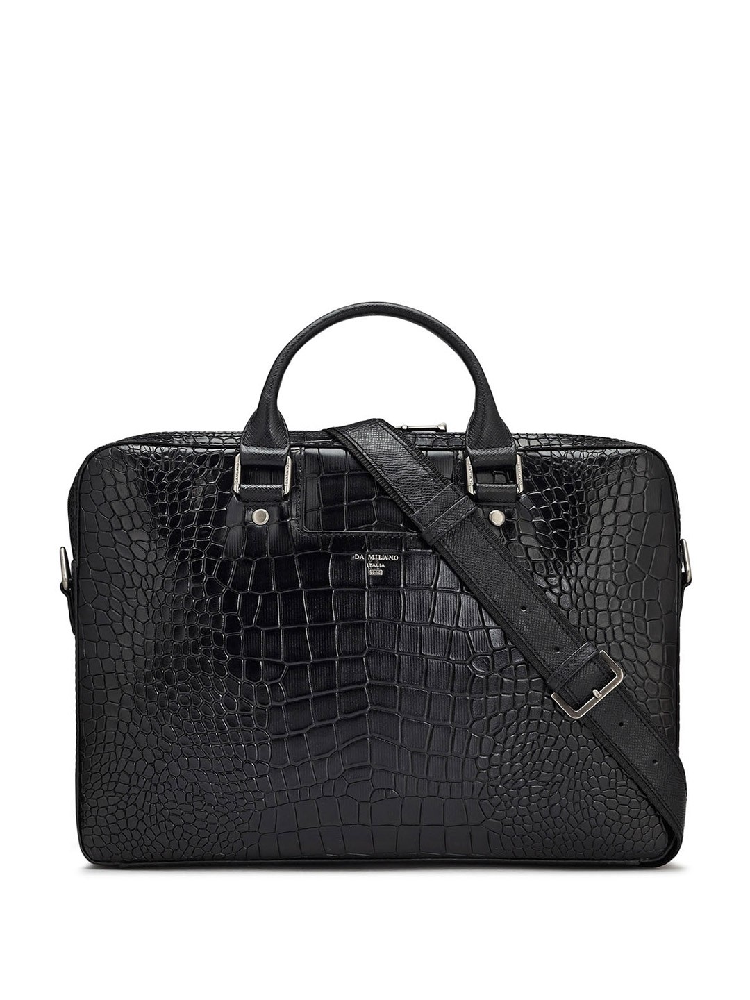 

Da Milano Unisex Leather 15 Inch Laptop Bag, Black