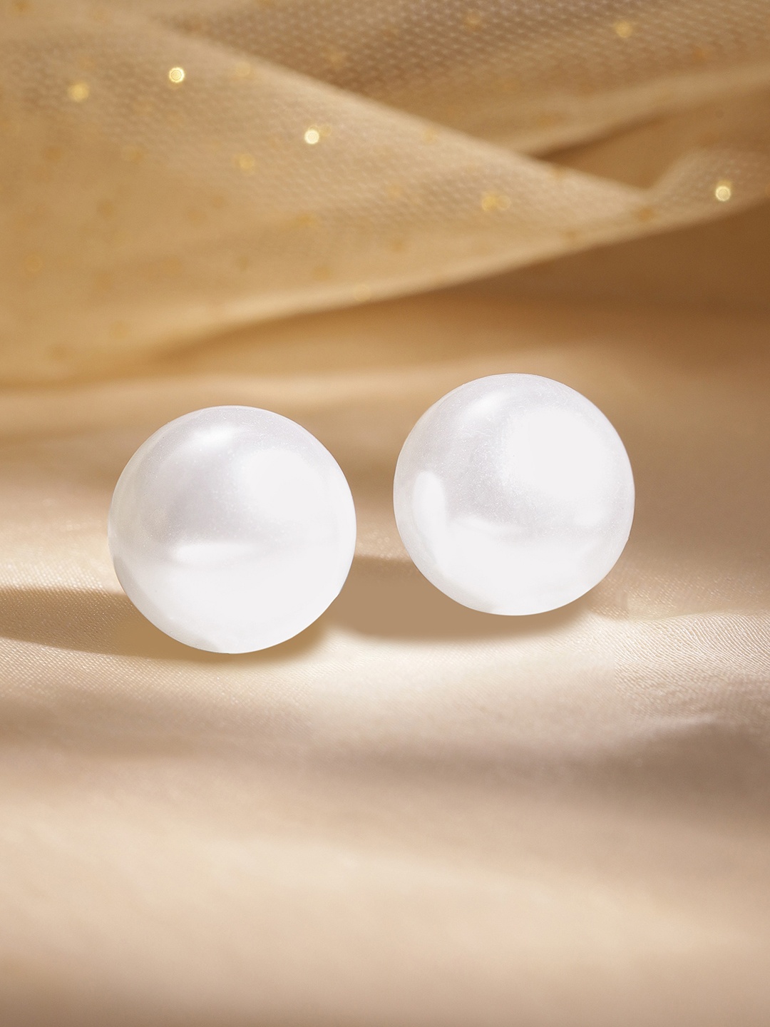 

Rubans Voguish Spherical Studs Earrings, White