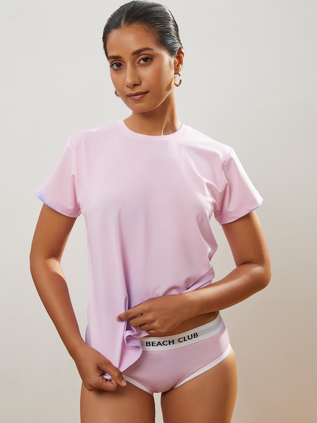 

CMGE Color-Flip Swimwear Cover Up Top, Pink