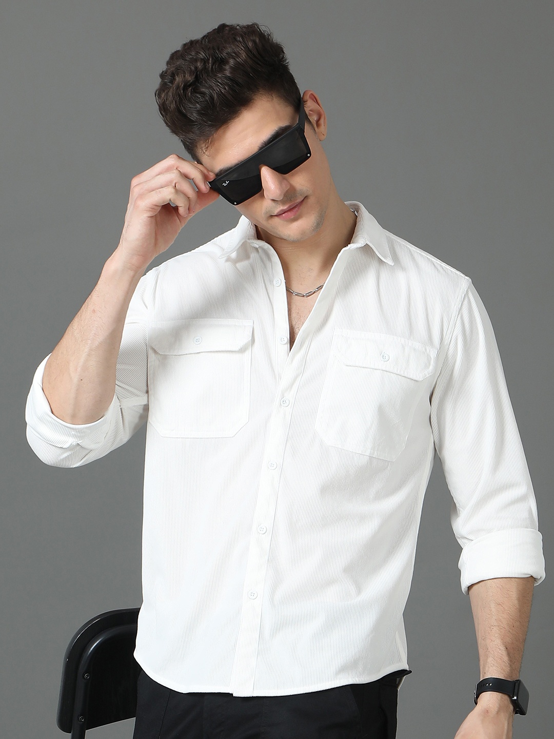 

HERE&NOW Men Opaque Casual Shirt, White