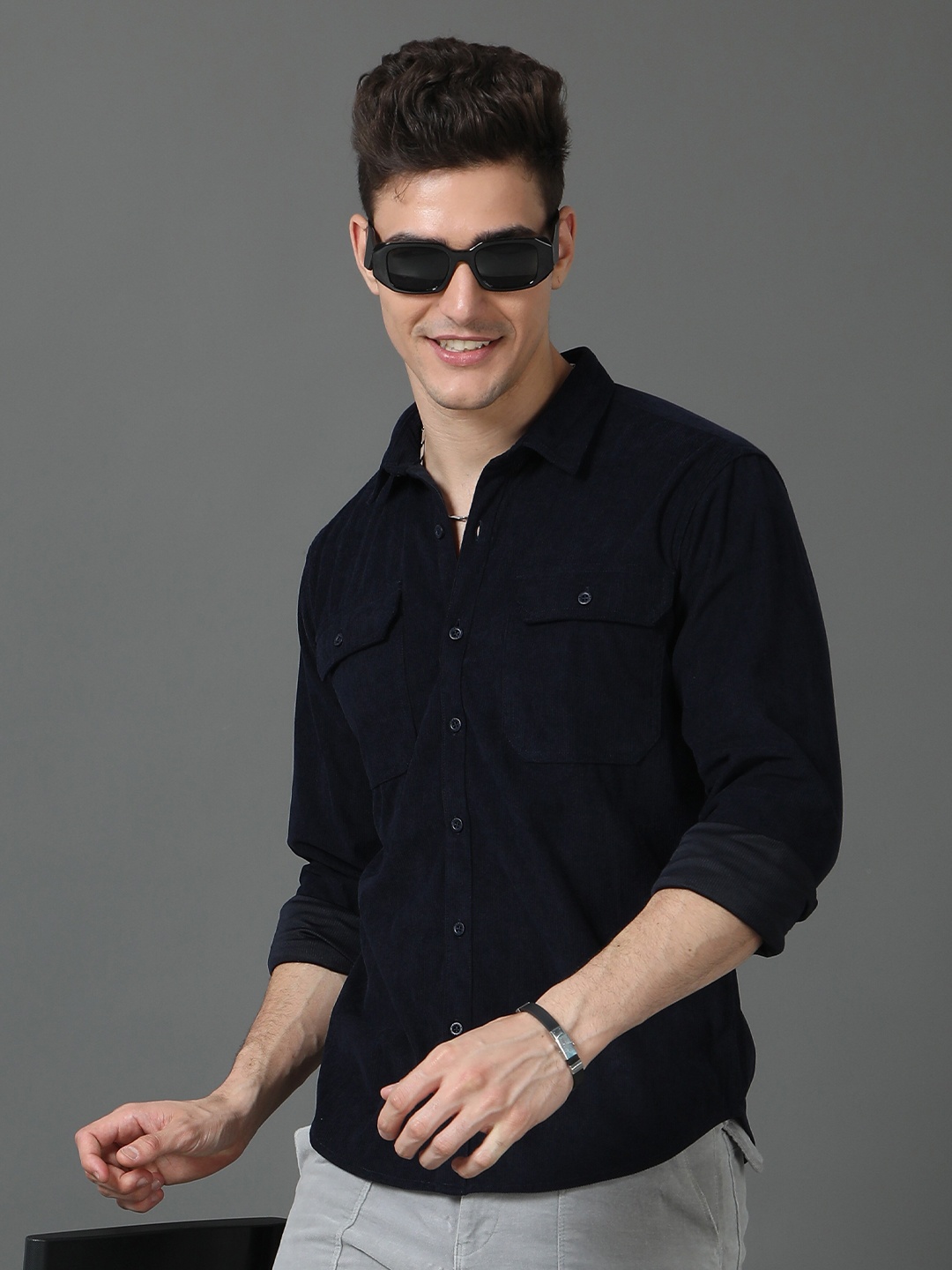 

HERE&NOW Men Opaque Casual Shirt, Navy blue