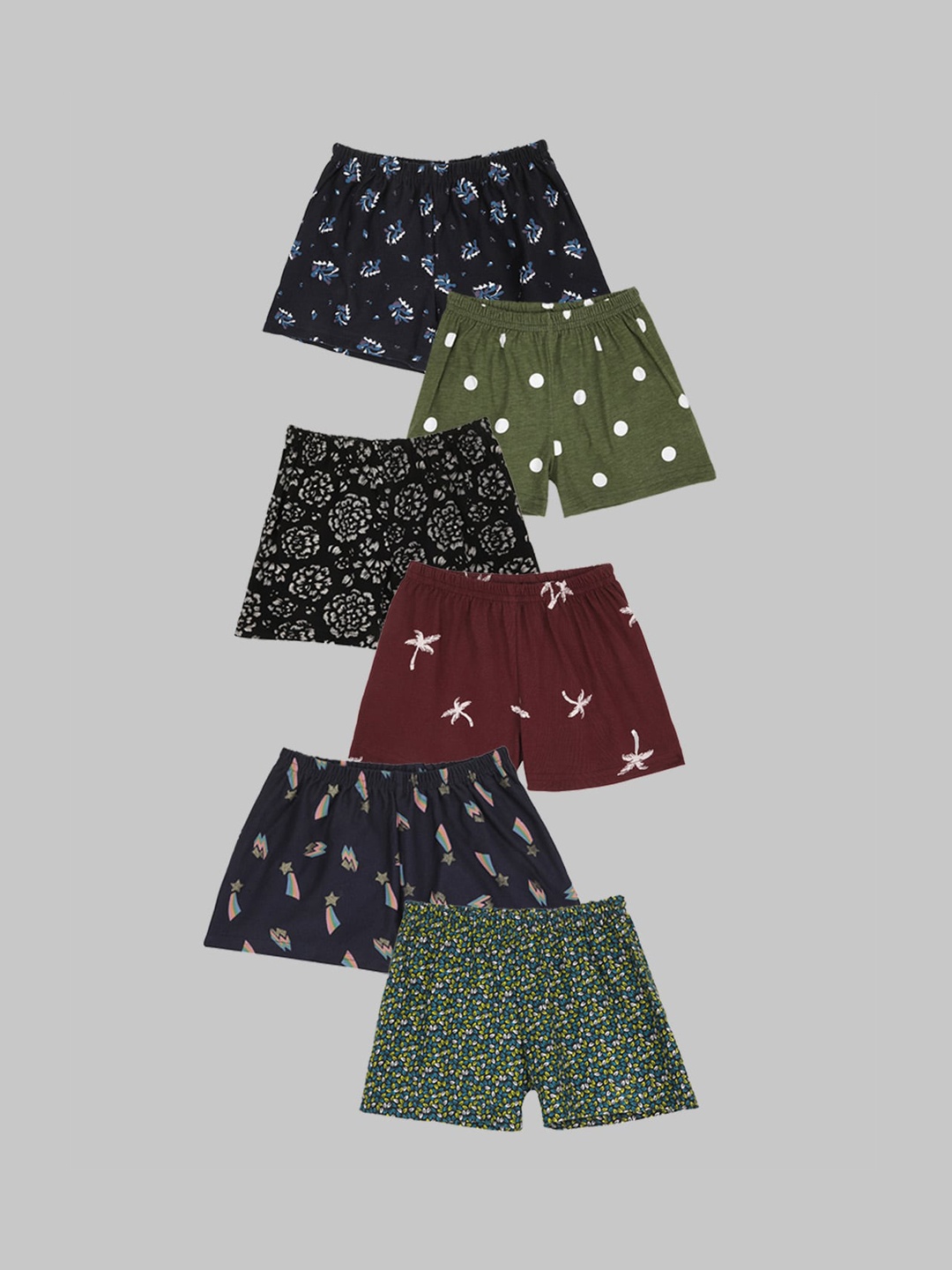 

Kryptic Girls Pack Of 6 Printed Assorted Boyshort Briefs