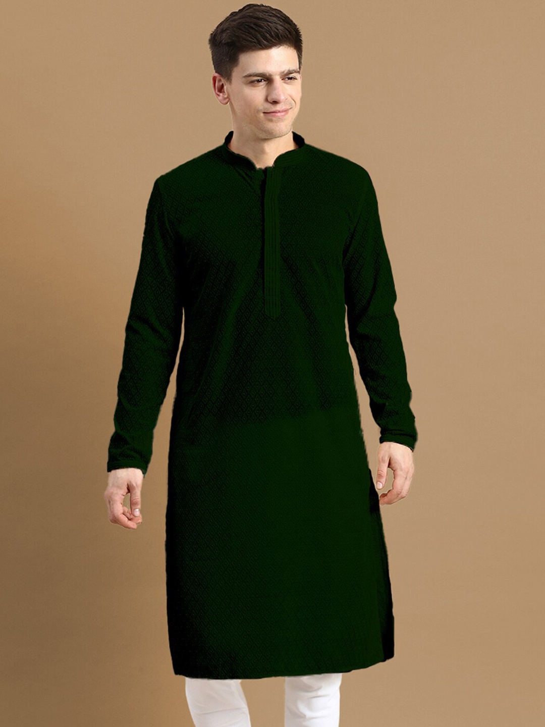 

Sanwara Men Thread Work Summer Sheers Kurta, Green