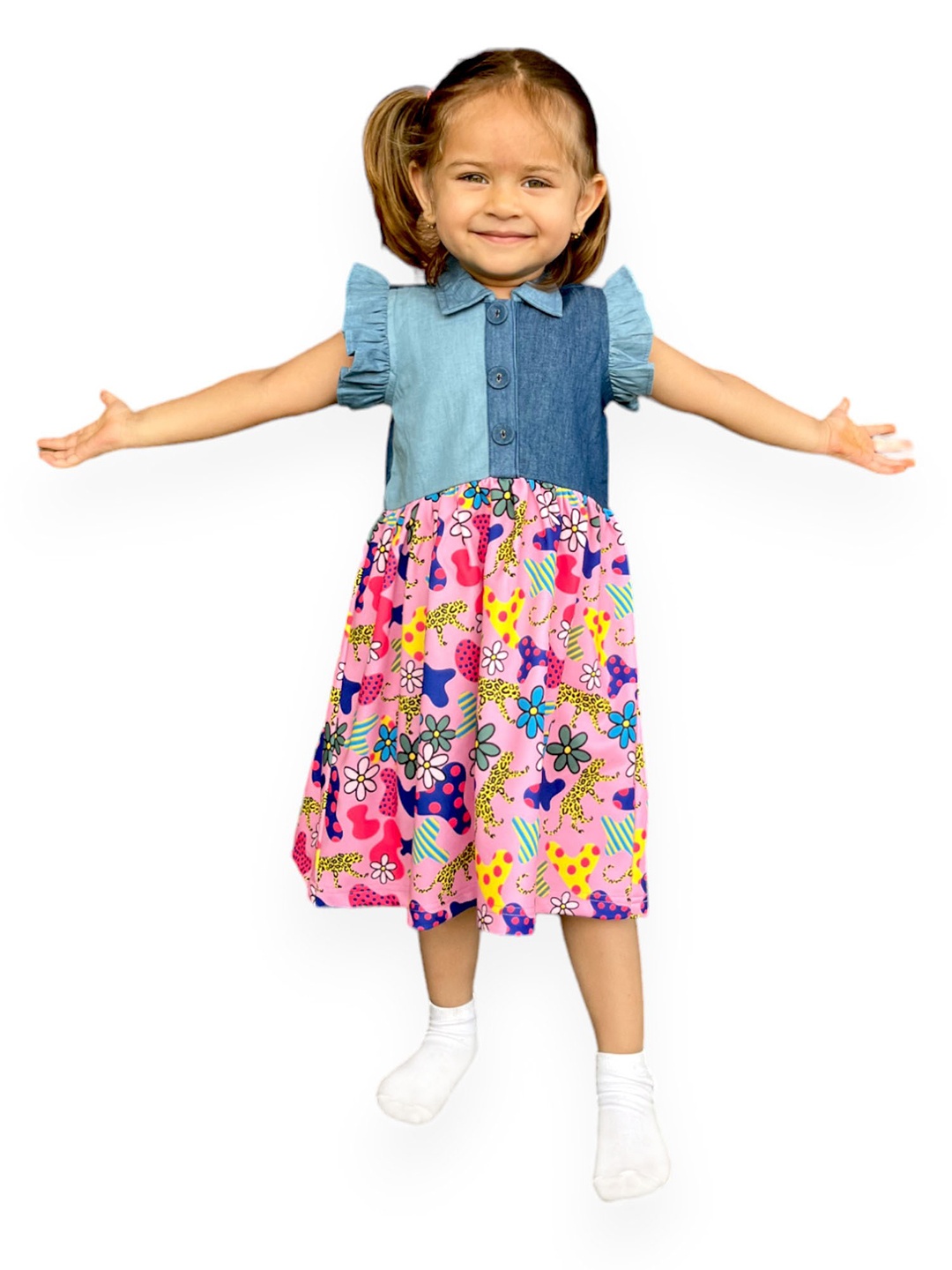 

BAESD Floral Print Flutter Sleeve Fit & Flare Dress, Pink