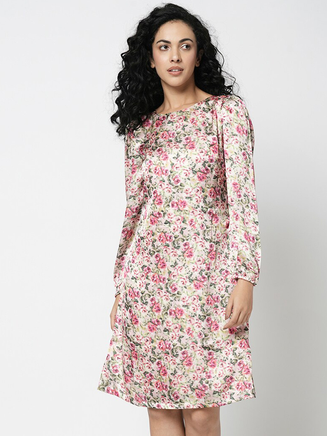 

Vero Moda Floral Print A-Line Dress, Pink