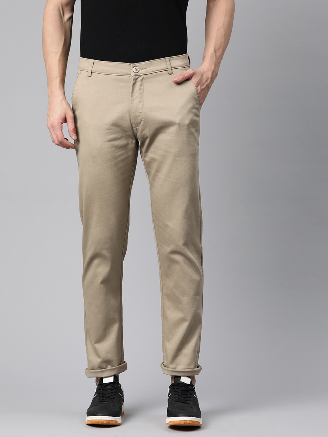 

Rodamo Men Slim Fit Trousers, Khaki